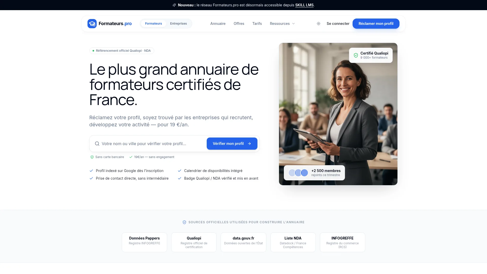 FORMATEURS.PRO — El mayor directorio de formadores certificados de Francia.