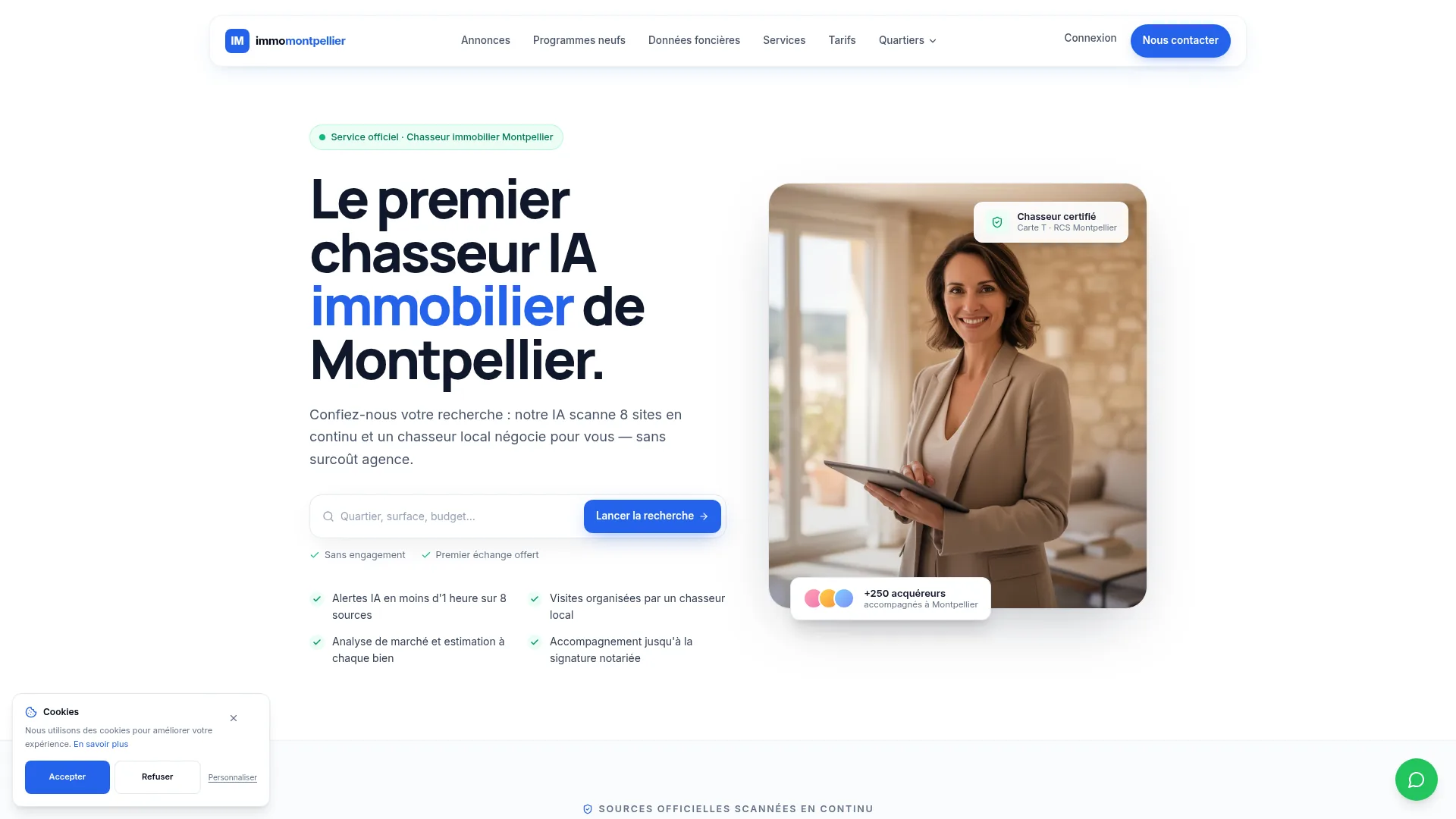 IMMO MONTPELLIER — El primer cazador inmobiliario IA de Montpellier.